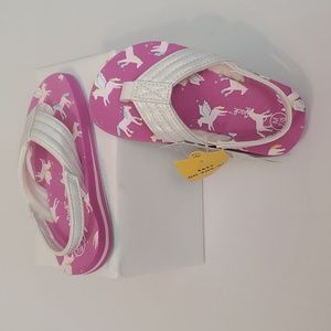 NWT 7-8 Toddler Girls Unicorn Flip-Flop Sandals w/ Back Strap by Cat & Jack